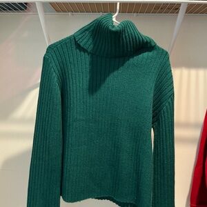 White House Black Market Emerald Ribbed Turtleneck Sweater